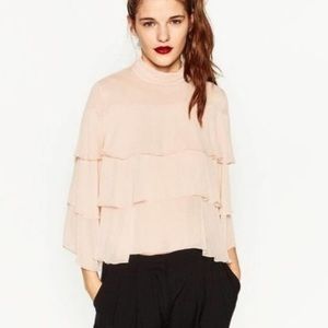 Zara Tiered Ruffle Blouse Blush